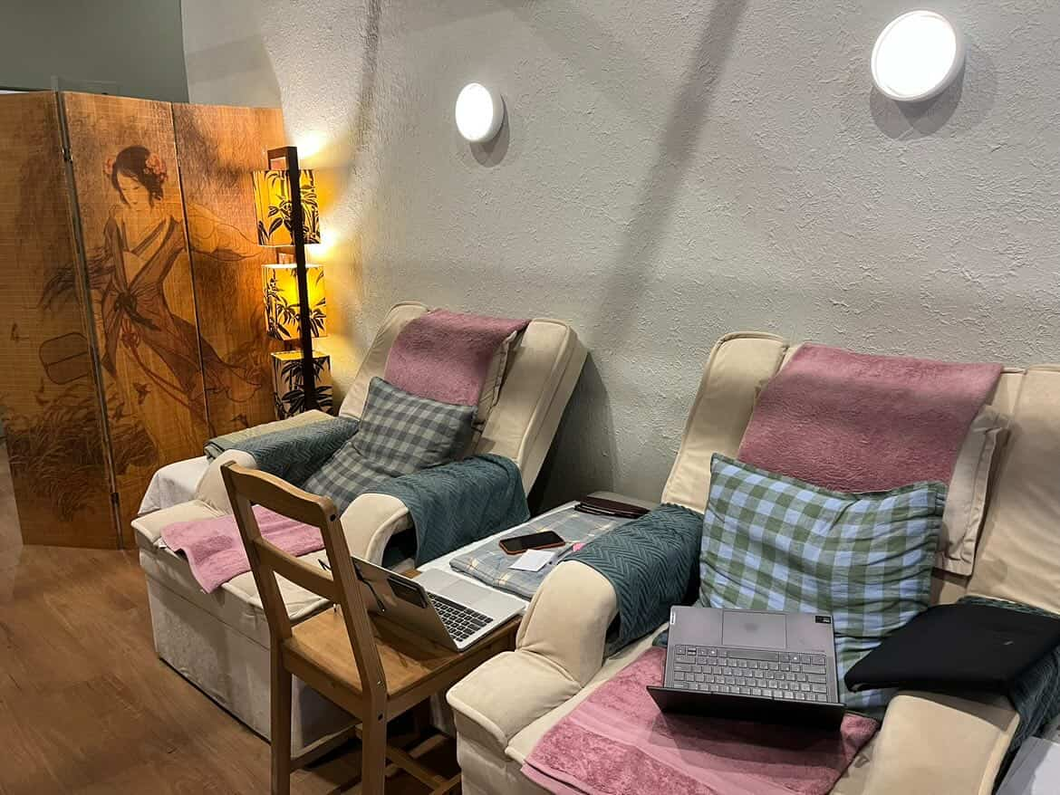 Wider view of the foot reflexology lounge